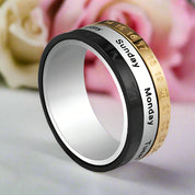 Rotating Tri-Color Men's Wedding Band-Black Diamonds New York
