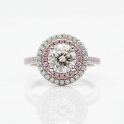 Round Aquamarine Double Halo Cocktail Ring-Black Diamonds New York