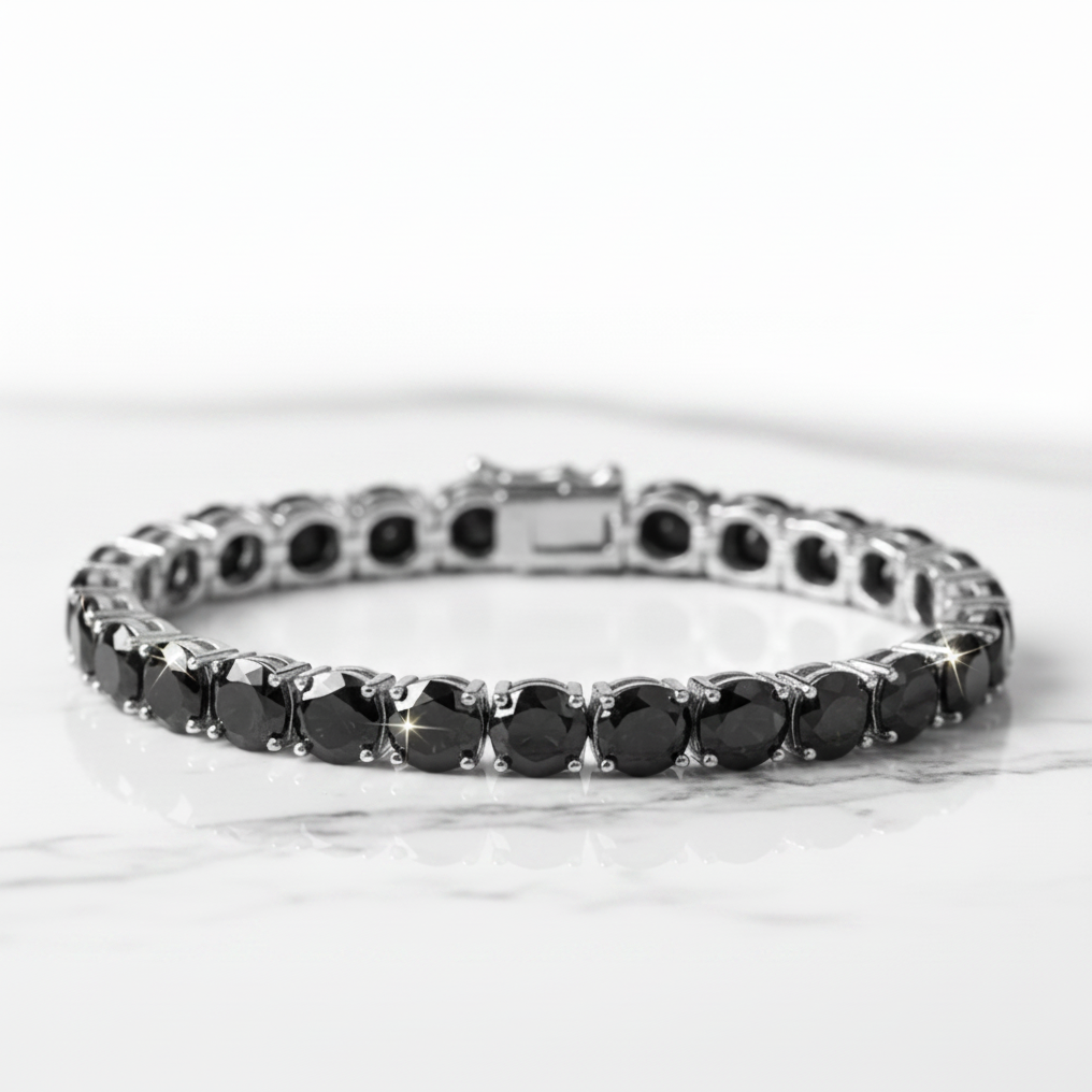 Round Black Full Diamond Option Tennis Bracelet-Black Diamonds New York