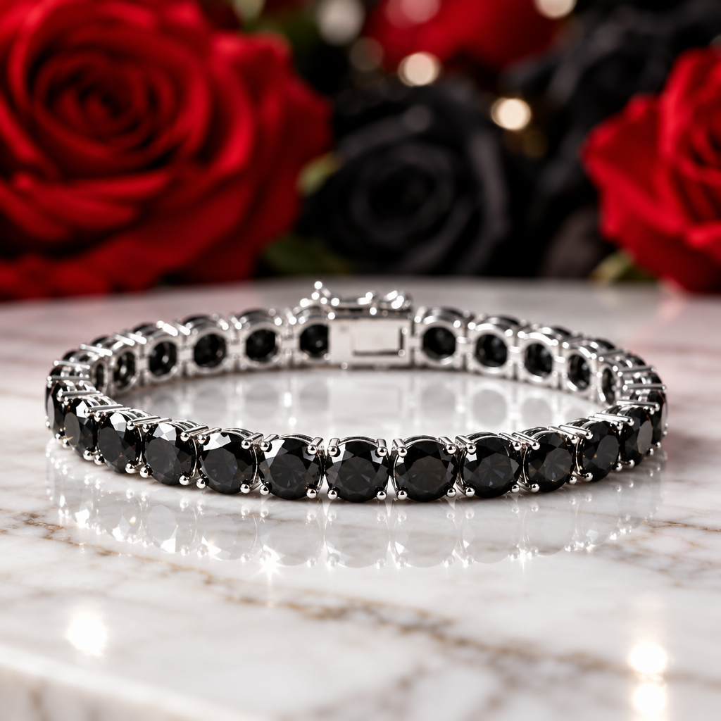 Round Black Full Diamond Option Tennis Bracelet-Black Diamonds New York