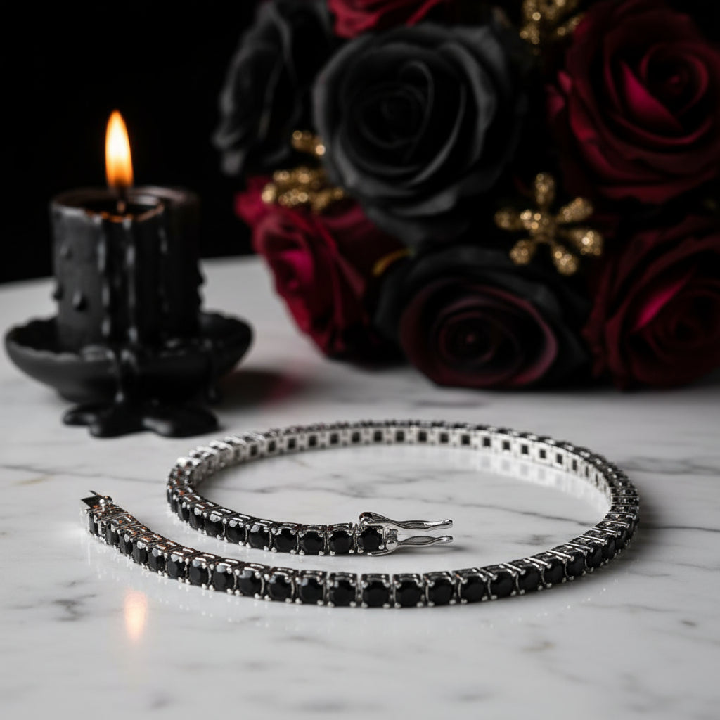 Round Black Full Diamond Tennis Bracelet-Black Diamonds New York