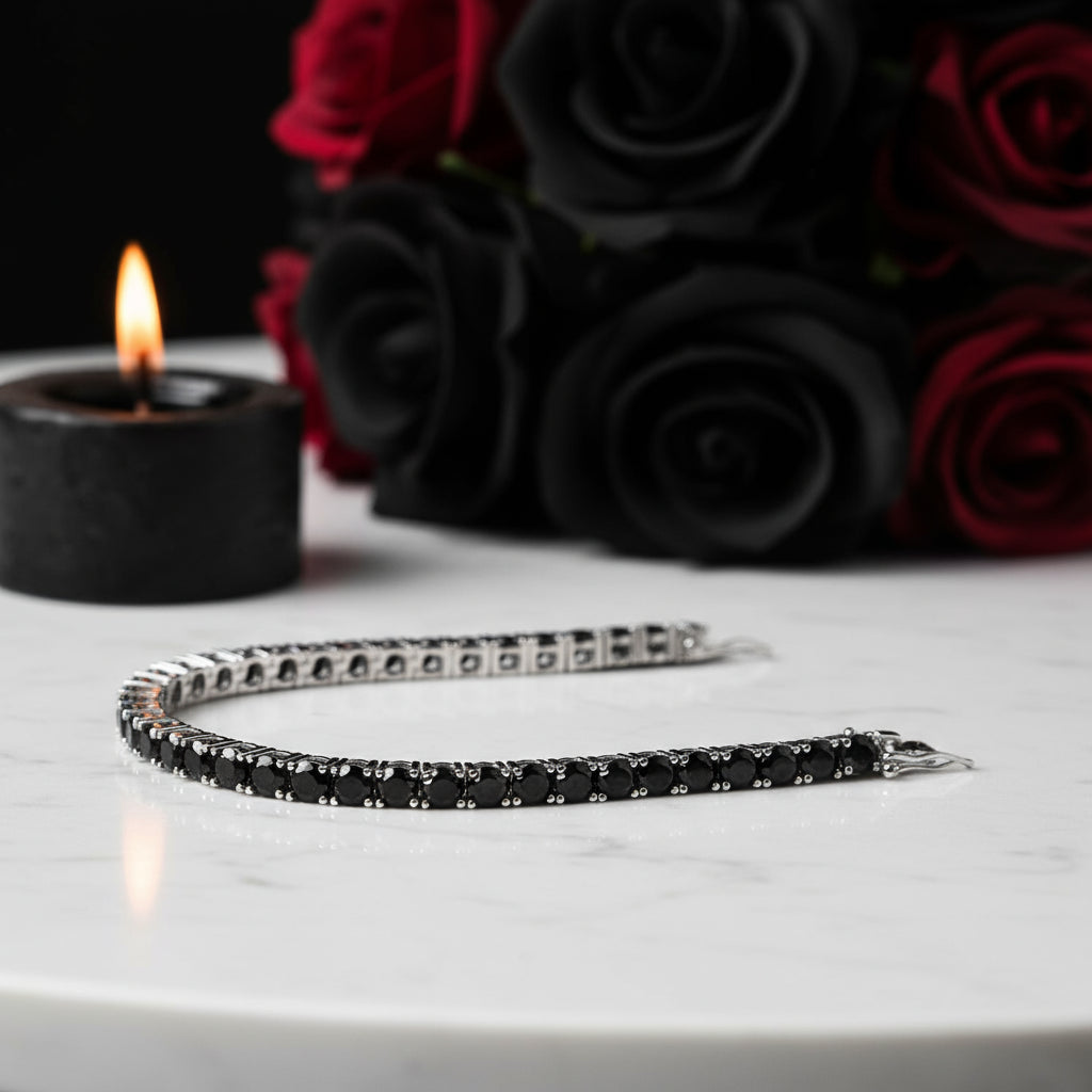 Round Black Full Diamond Tennis Bracelet-Black Diamonds New York