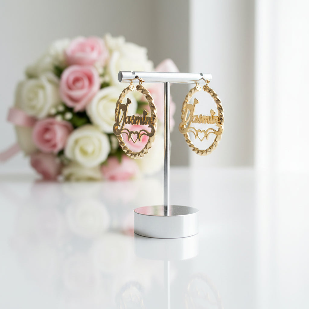 Round Circle Hoop Punk Option Customize Earrings-Black Diamonds New York