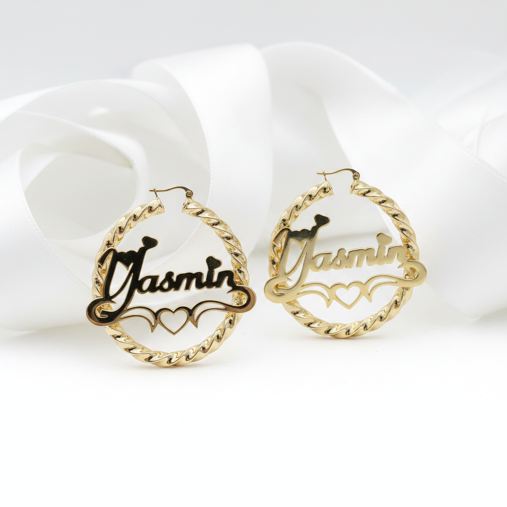 Round Circle Hoop Punk Option Customize Earrings-Black Diamonds New York