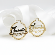 Round Circle Hoop Punk Option Customize Earrings-Black Diamonds New York