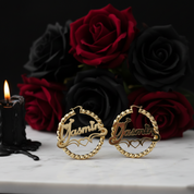Round Circle Hoop Punk Option Customize Earrings-Black Diamonds New York