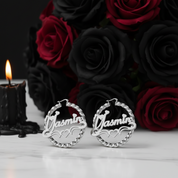 Round Circle Hoop Punk Option Customize Earrings-Black Diamonds New York