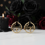 Round Circle Hoop Punk Option Customize Earrings-Black Diamonds New York