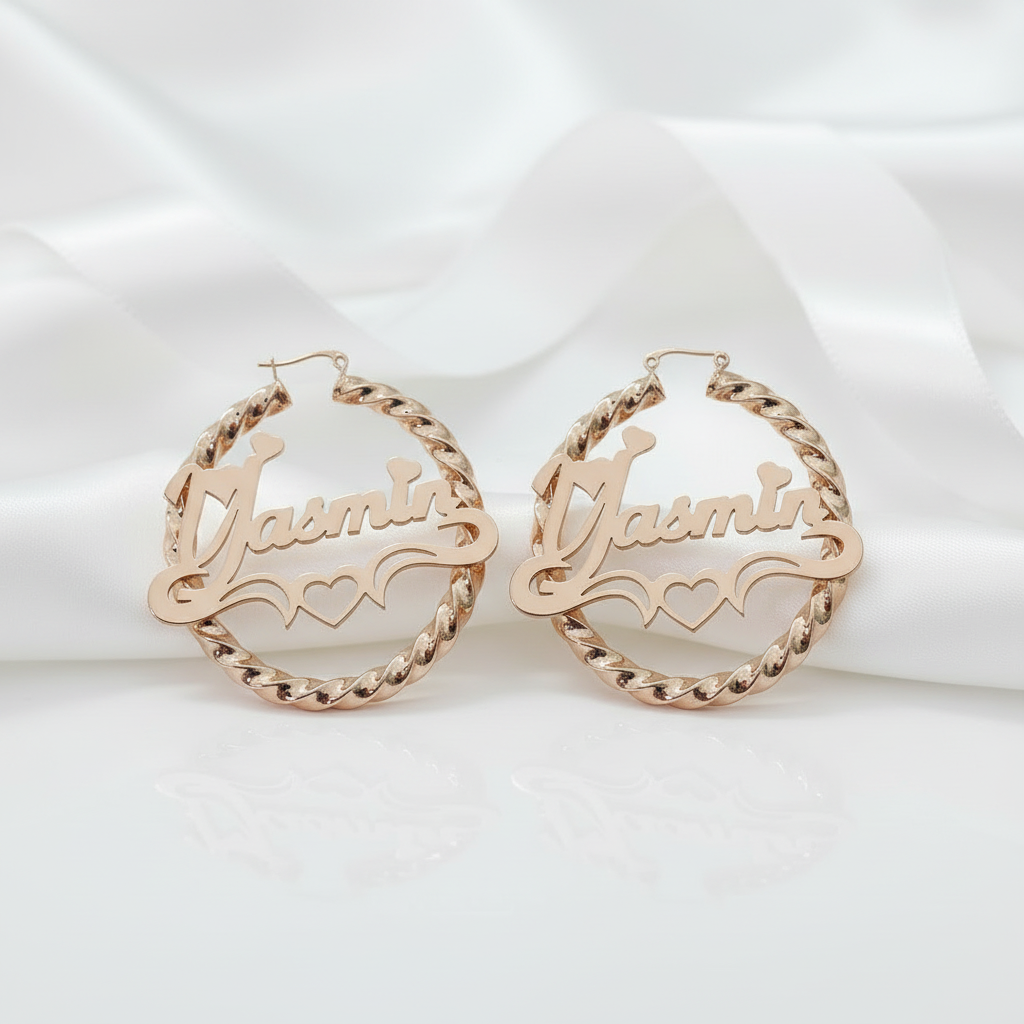 Round Circle Hoop Punk Option Customize Earrings-Black Diamonds New York