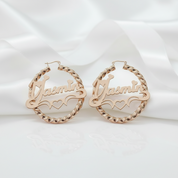 Round Circle Hoop Punk Option Customize Earrings-Black Diamonds New York