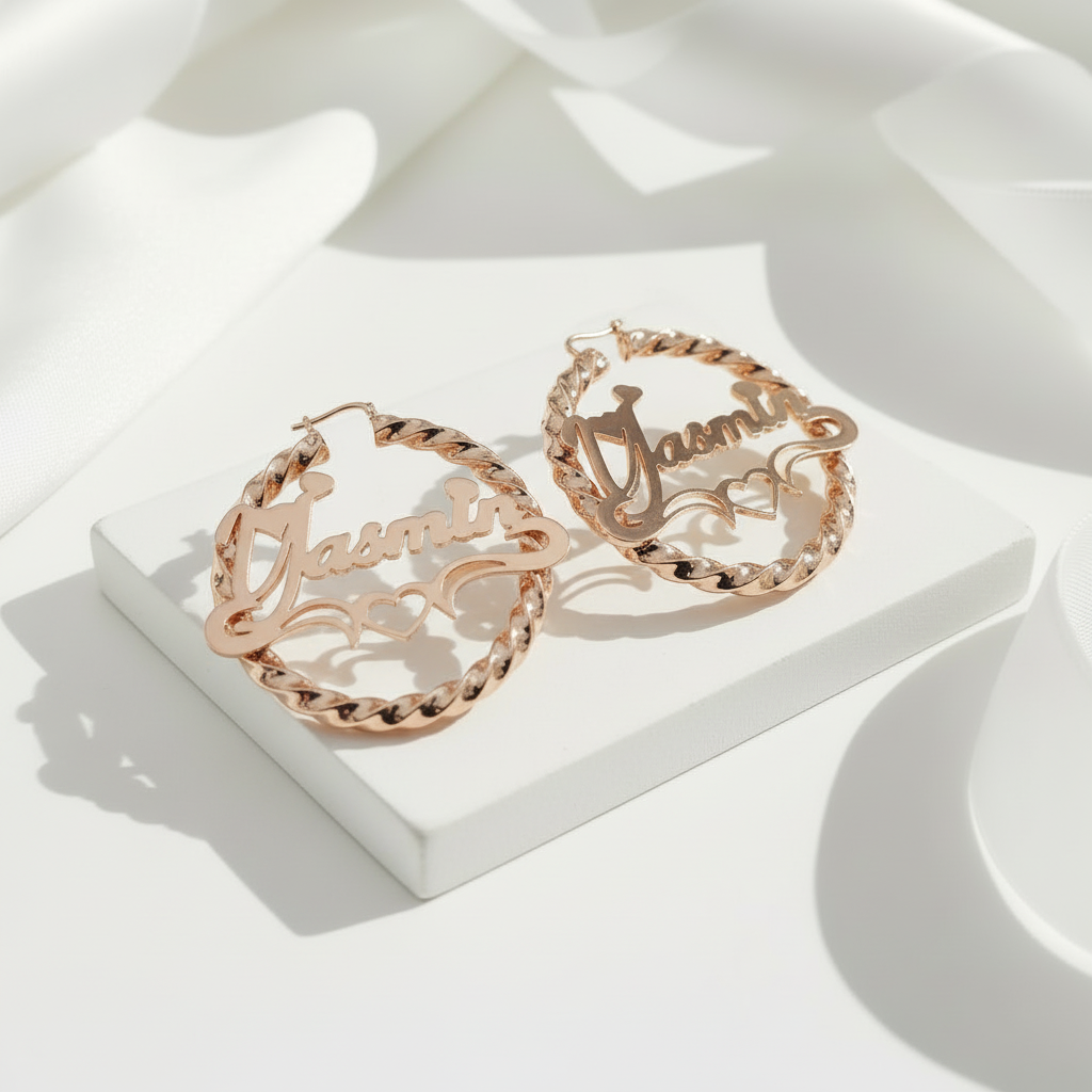 Round Circle Hoop Punk Option Customize Earrings-Black Diamonds New York