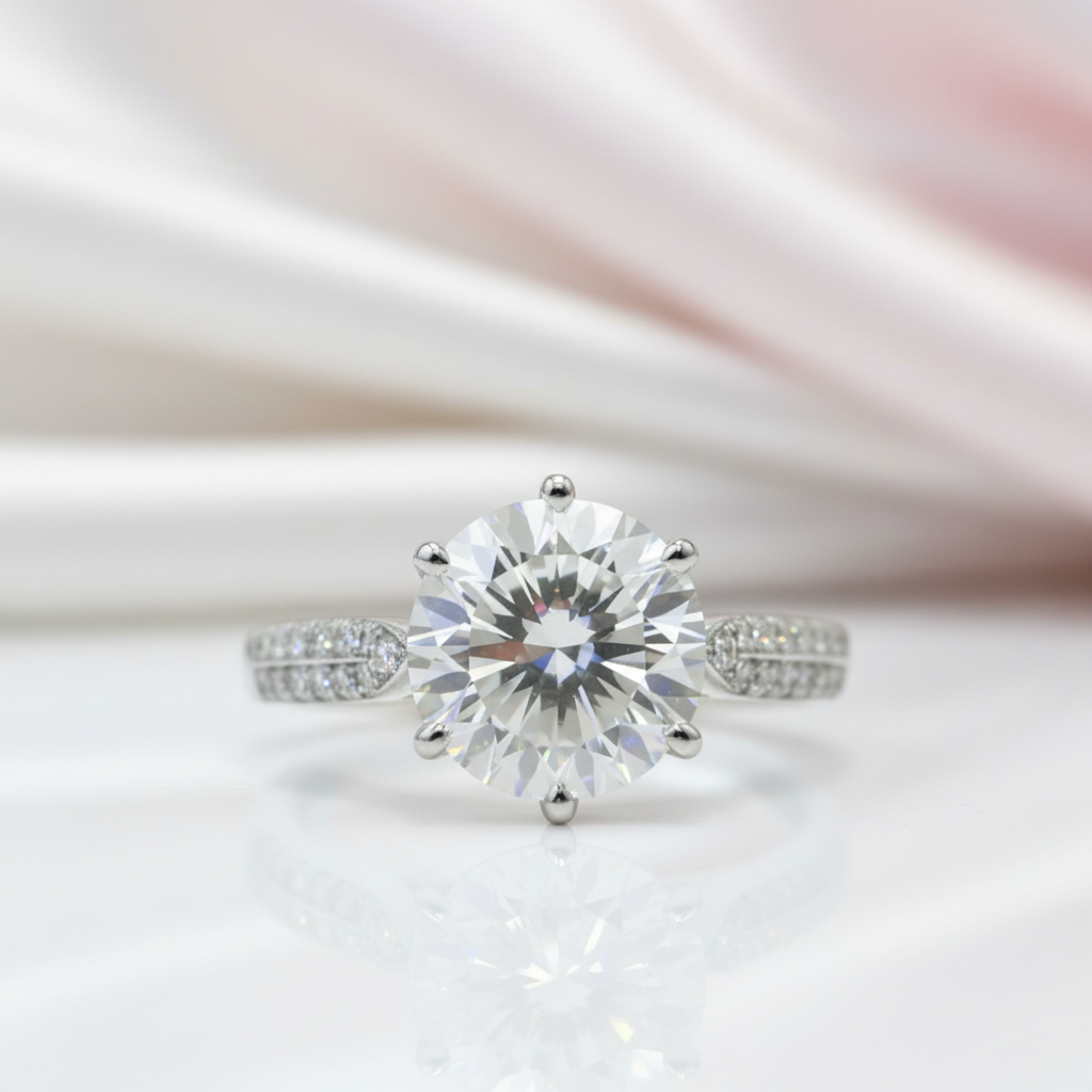 Round Cut 1-2 Carat Diamond Option Engagement Ring-Black Diamonds New York