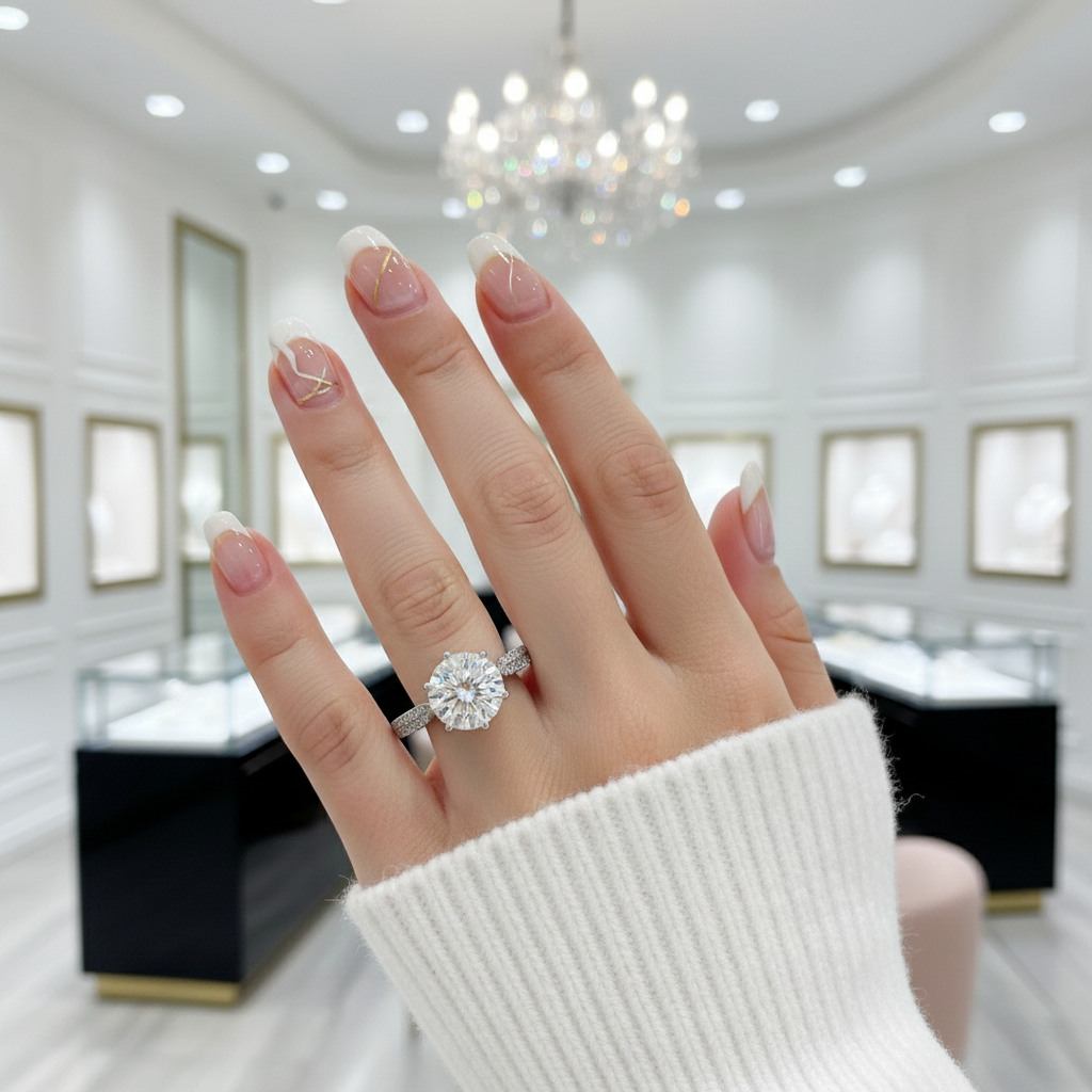 Round Cut 1-2 Carat Diamond Engagement Ring-Black Diamonds New York