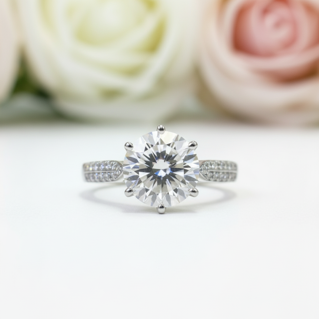 Round Cut 1-2 Carat Diamond Engagement Ring-Black Diamonds New York