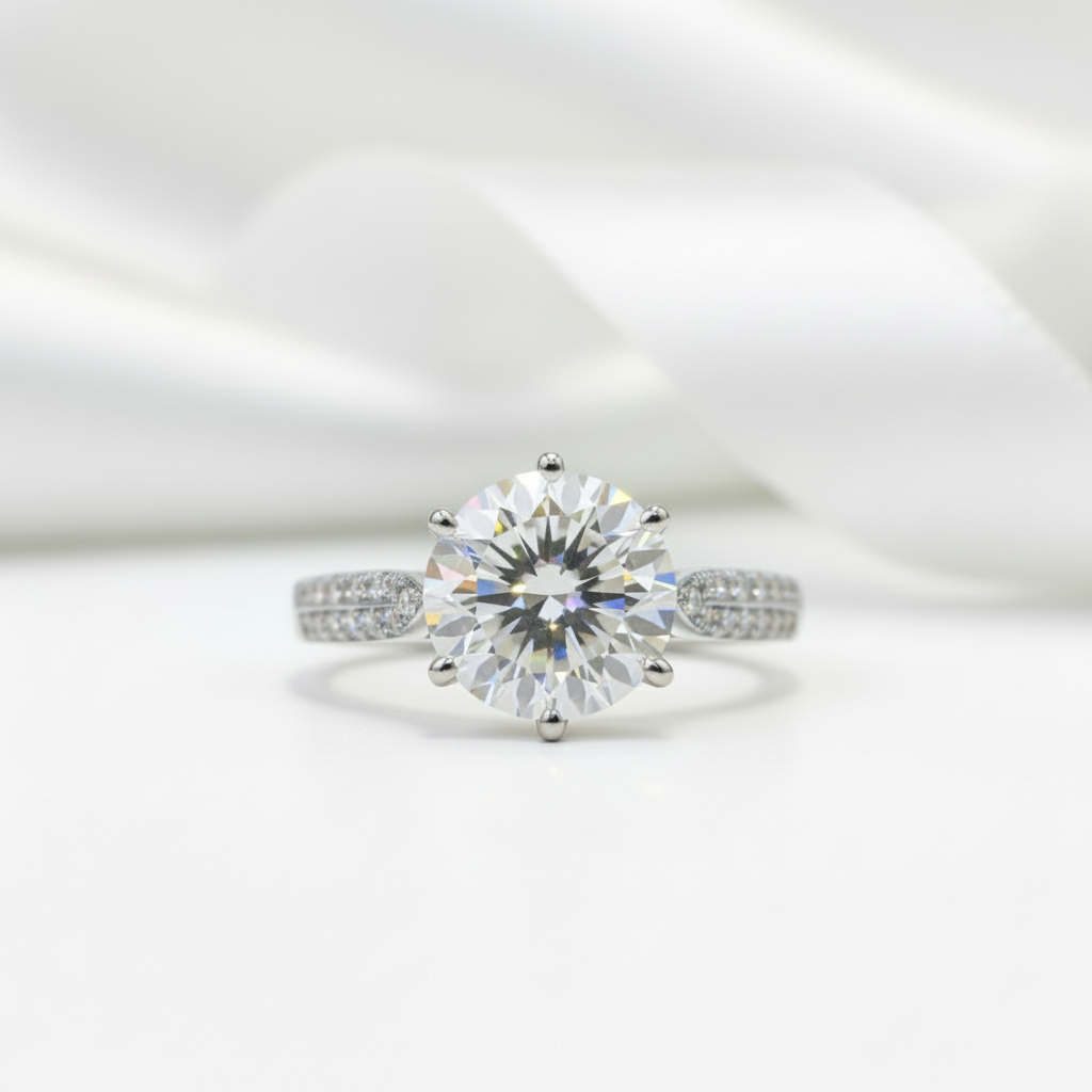 Round Cut 1-2 Carat Diamond Engagement Ring-Black Diamonds New York