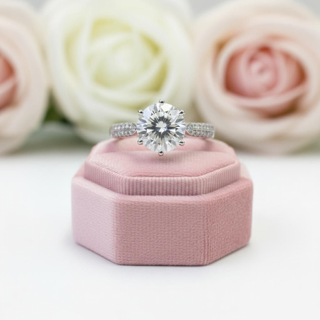 Round Cut 1-2 Carat Diamond Engagement Ring-Black Diamonds New York