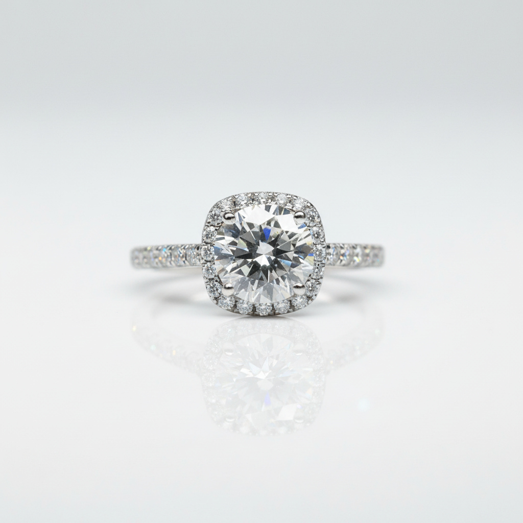 Round Cut 1-2 Carat Diamond Option Engagement Ring-Black Diamonds New York