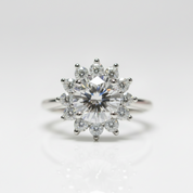 Round Cut 1 Carat Diamond Option Sunflower Engagement Ring-Black Diamonds New York