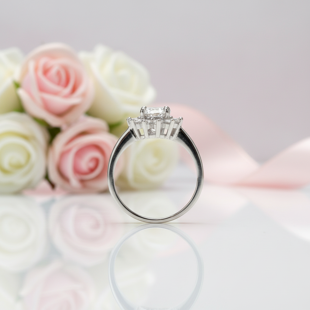 Round Cut 1 Carat Diamond Option Sunflower Engagement Ring-Black Diamonds New York