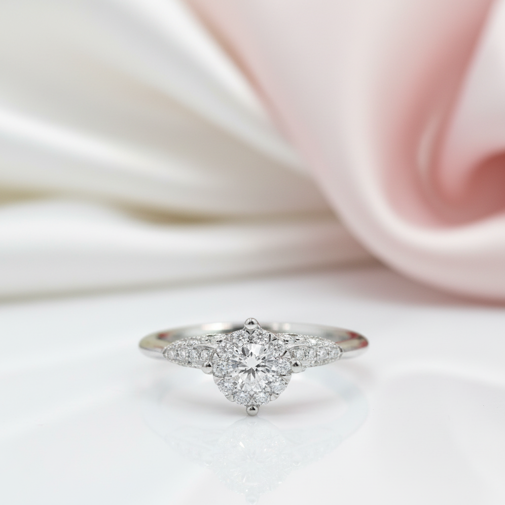 Round Cut 18k Diamond Option with Ruby Antique Design Engagement Ring-Black Diamonds New York