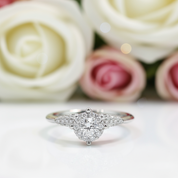 Round Cut 18k Diamond with Ruby Antique Design Engagement Ring-Black Diamonds New York