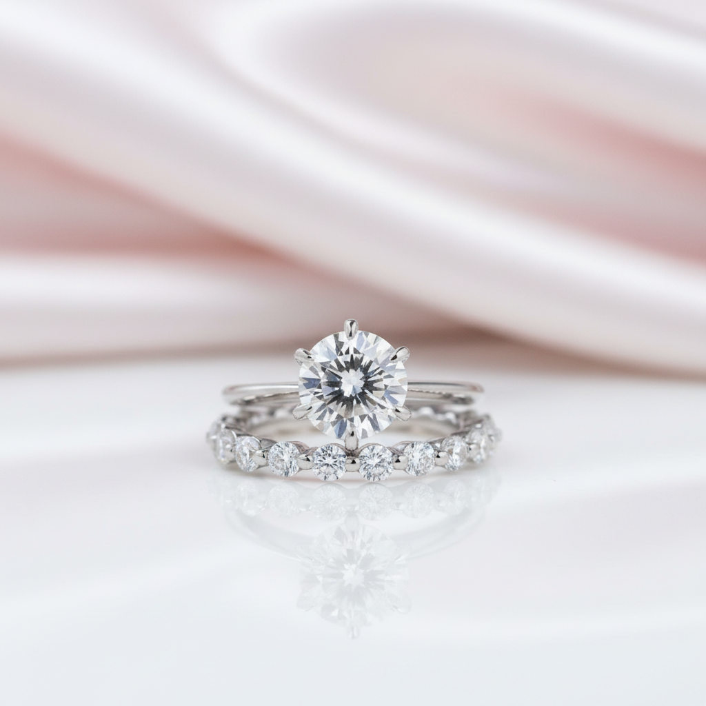 Round Cut 2ct Engagement and Wedding Ring Set-Black Diamonds New York