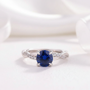 Round Cut Blue Simulated Diamond Option Twist Engagement Ring-Black Diamonds New York