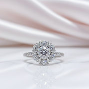 Round Cut Crackling Diamond Engagement Ring-Black Diamonds New York