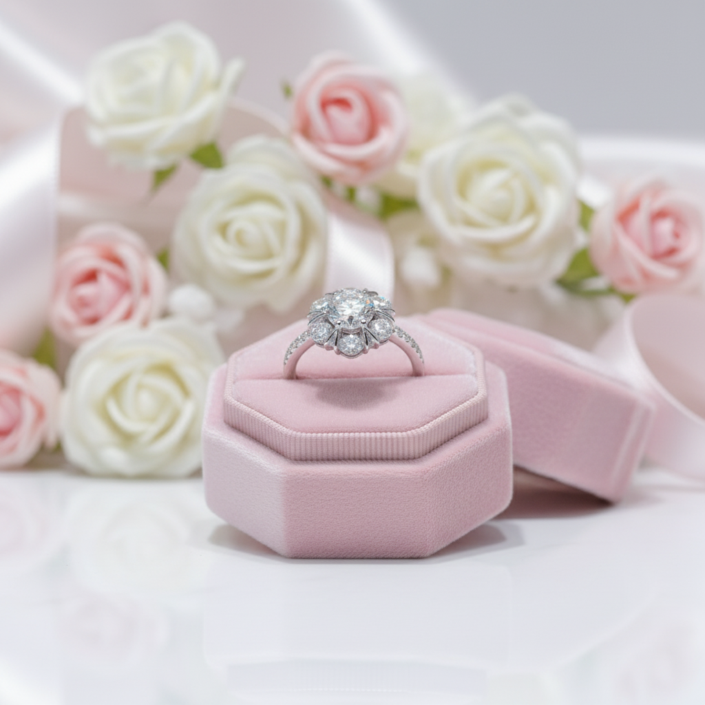 Round Cut Crackling Diamond Engagement Ring-Black Diamonds New York