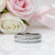 Round Cut Diamond Half Eternity Men's Ring Band-Black Diamonds New York