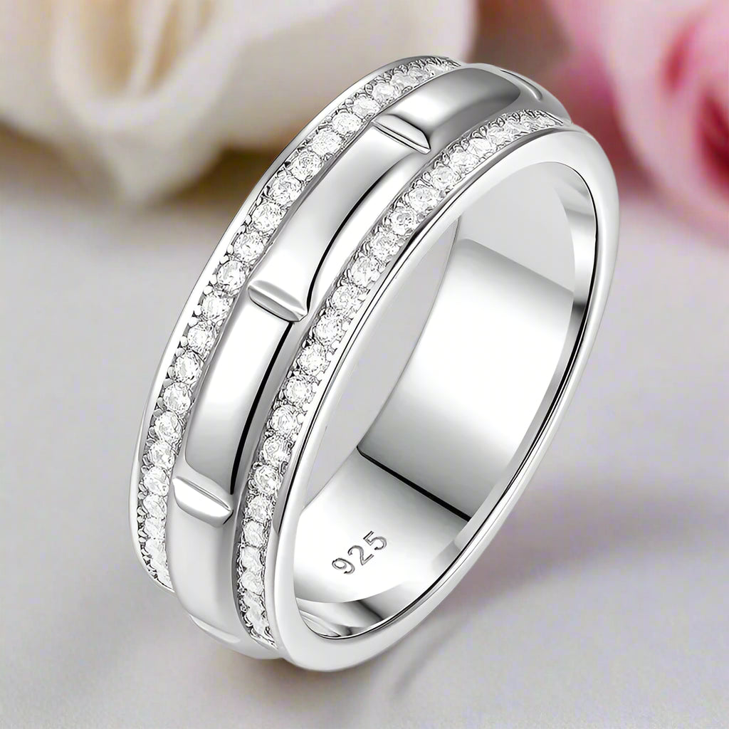 Round Cut Diamond Half Eternity Men's Ring Band-Black Diamonds New York