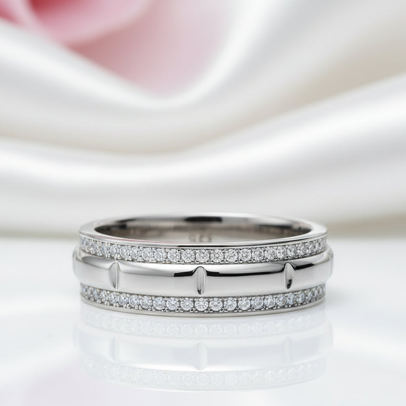 Round Cut Diamond Half Eternity Men's Ring Band-Black Diamonds New York