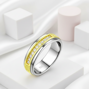 Round Cut Diamond Two Tone Men's Wedding Band-Black Diamonds New York