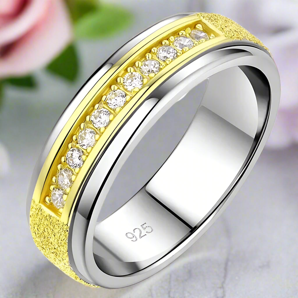 Round Cut Diamond Two Tone Men's Wedding Band-Black Diamonds New York