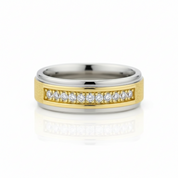 Round Cut Diamond Option Two Tone Men's Wedding Band-Black Diamonds New York
