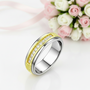 Round Cut Diamond Option Two Tone Men's Wedding Band-Black Diamonds New York