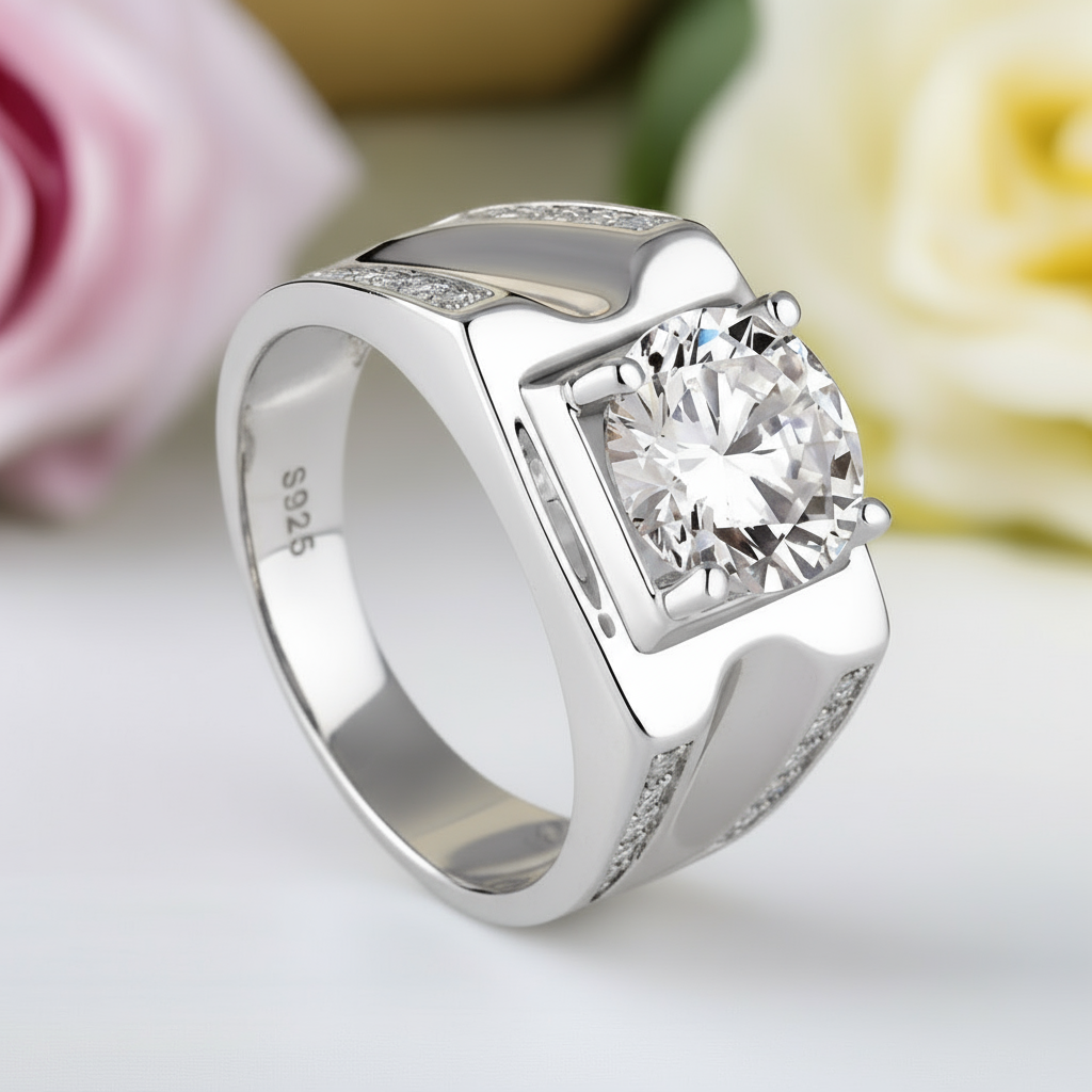 Round Cut Sapphire Men's Wedding Band-Black Diamonds New York