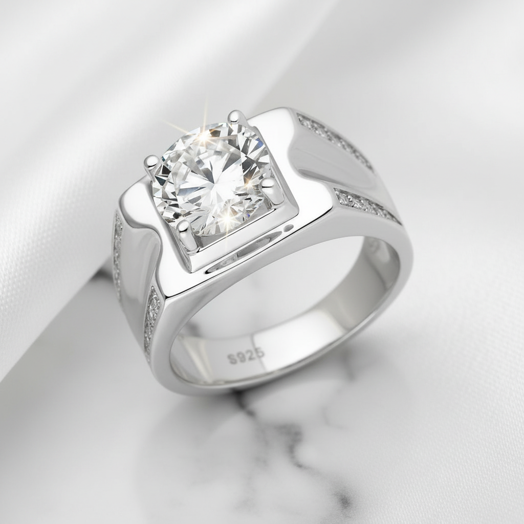 Round Cut Sapphire Men's Wedding Band-Black Diamonds New York