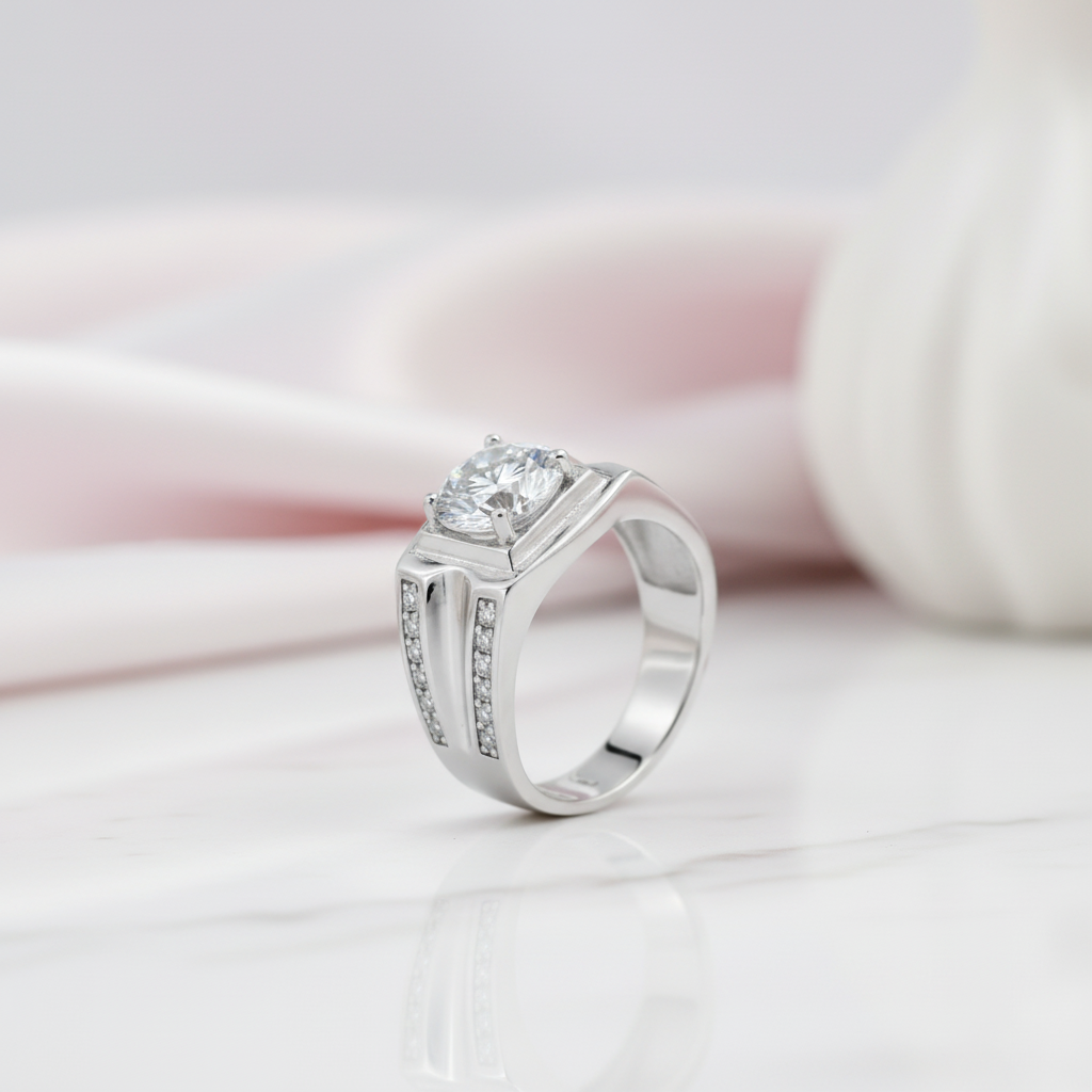 Round Cut Sapphire Men's Wedding Band-Black Diamonds New York