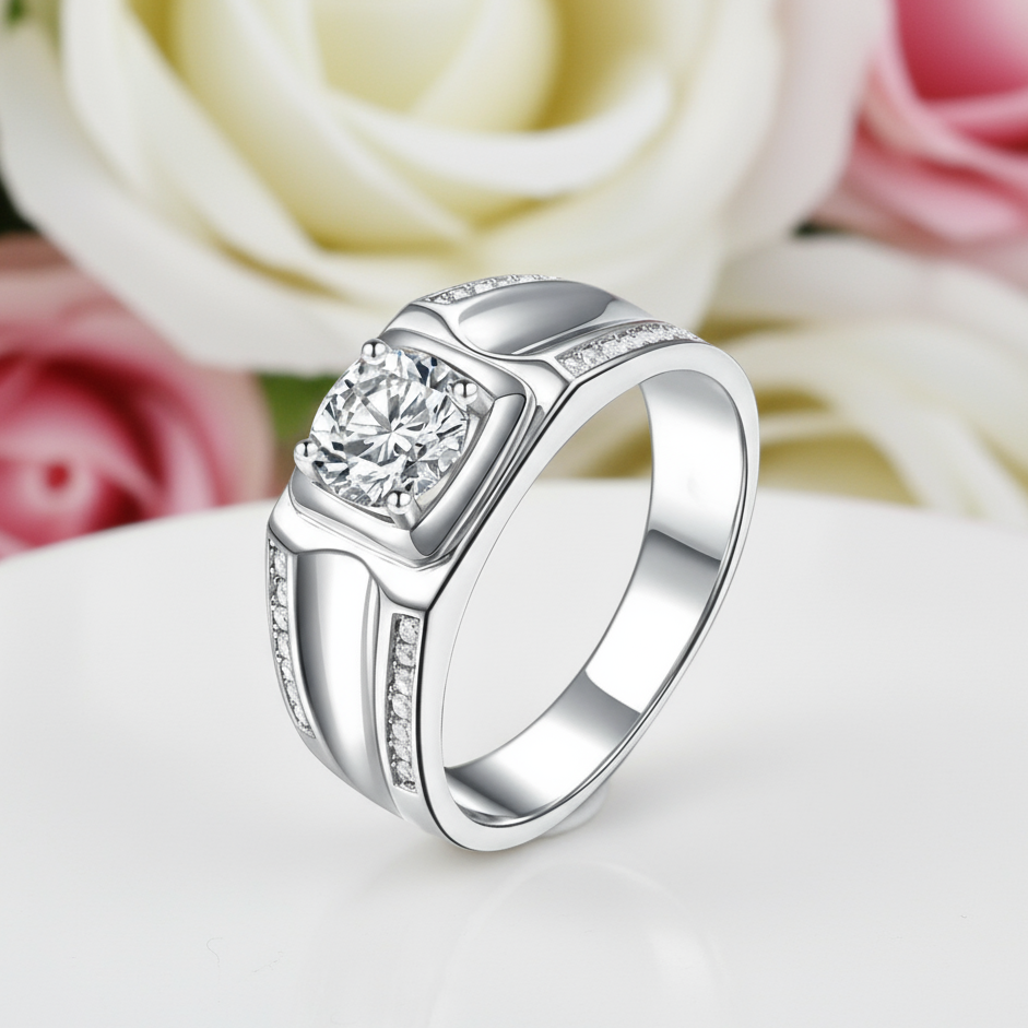 Round Cut Created Sapphire Men's Wedding Band-Black Diamonds New York