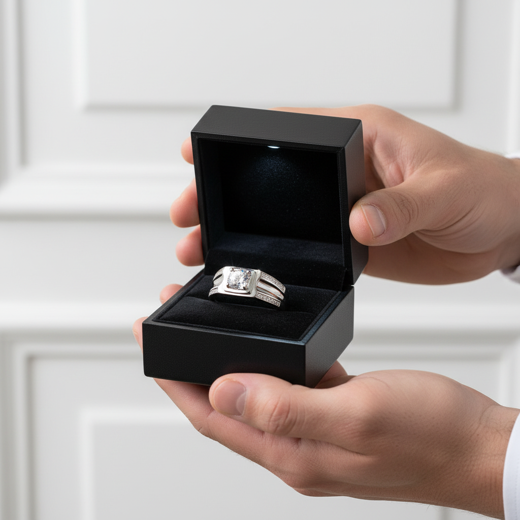 Round Cut Created Sapphire Men's Wedding Band-Black Diamonds New York