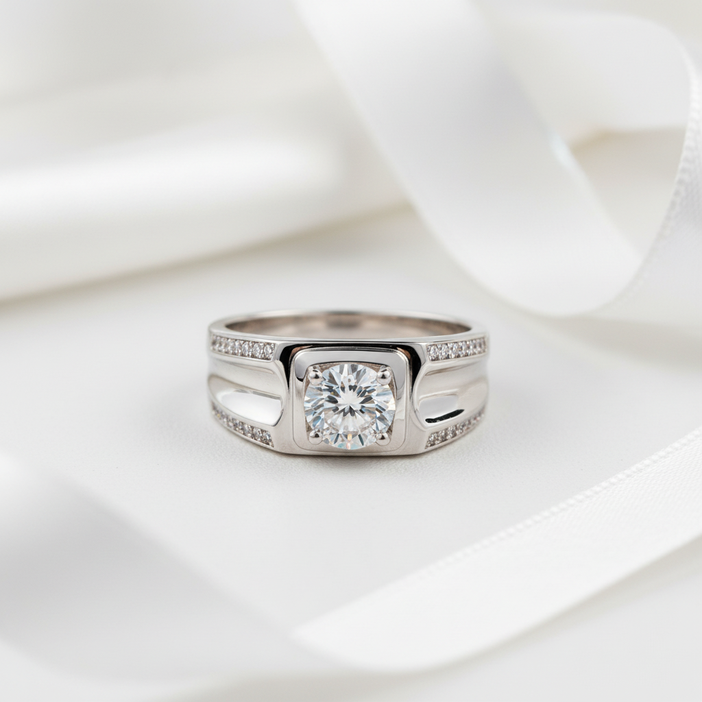 Round Cut Created Sapphire Men's Wedding Band-Black Diamonds New York