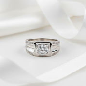 Round Cut Created Sapphire Men's Wedding Band-Black Diamonds New York