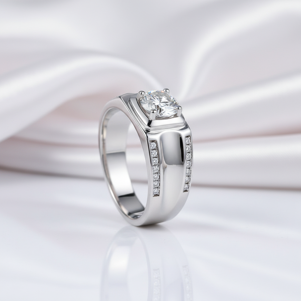 Round Cut Created Sapphire Men's Wedding Band-Black Diamonds New York