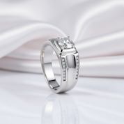 Round Cut Created Sapphire Men's Wedding Band-Black Diamonds New York