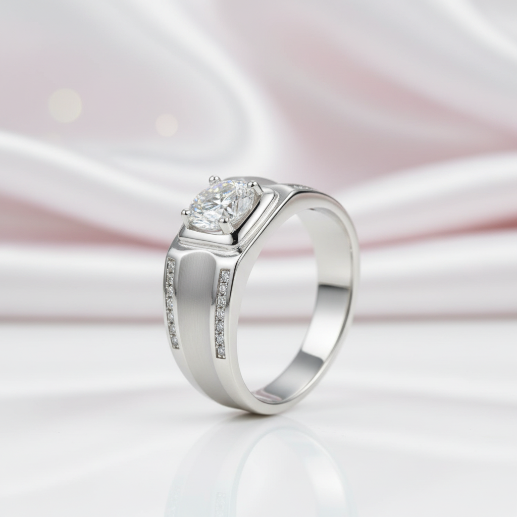 Round Cut Created Sapphire Men's Wedding Band-Black Diamonds New York