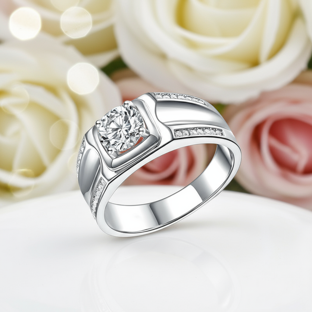 Round Cut Created Sapphire Men's Wedding Band-Black Diamonds New York