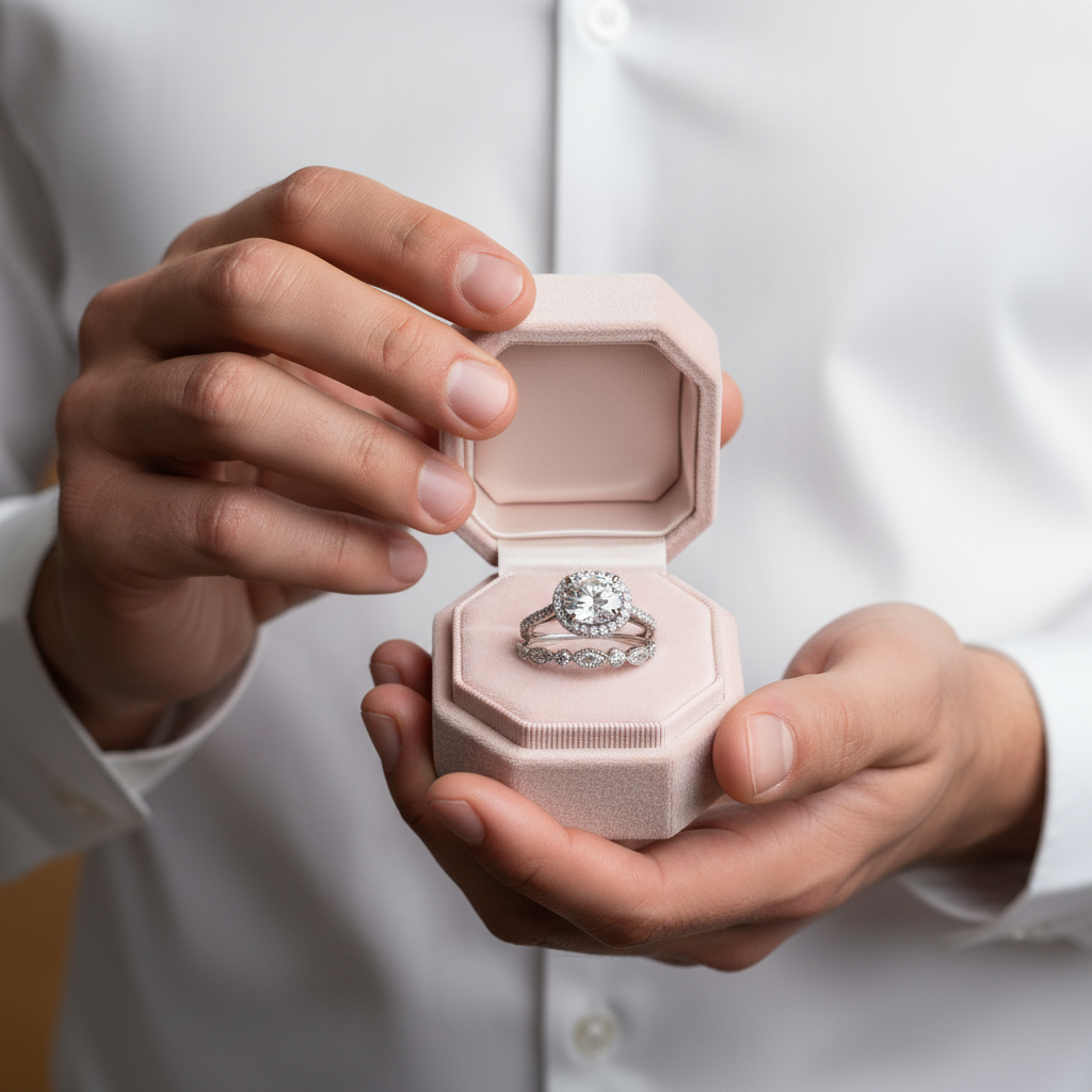 Round Cut Created Sapphire Wedding Set-Black Diamonds New York