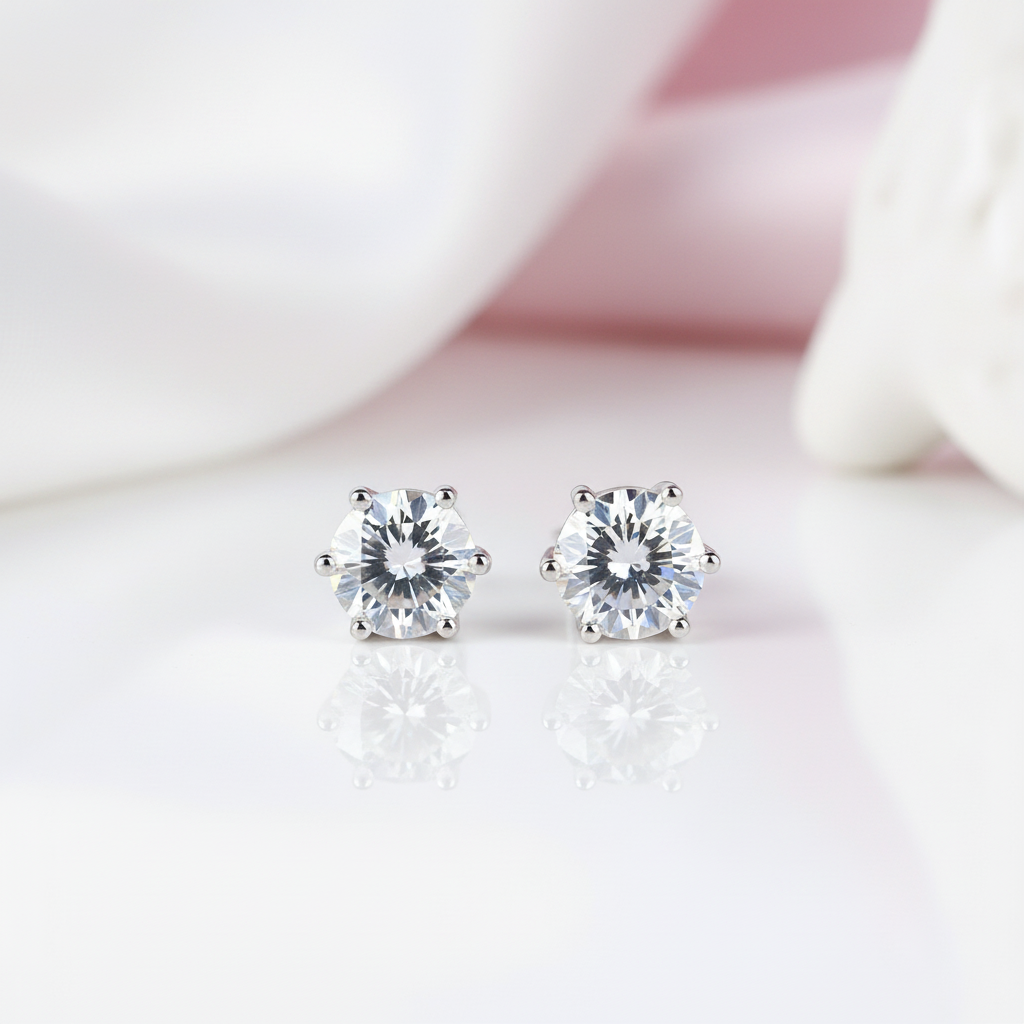 Round Cut Sapphire Women's Stud Earrings-Black Diamonds New York