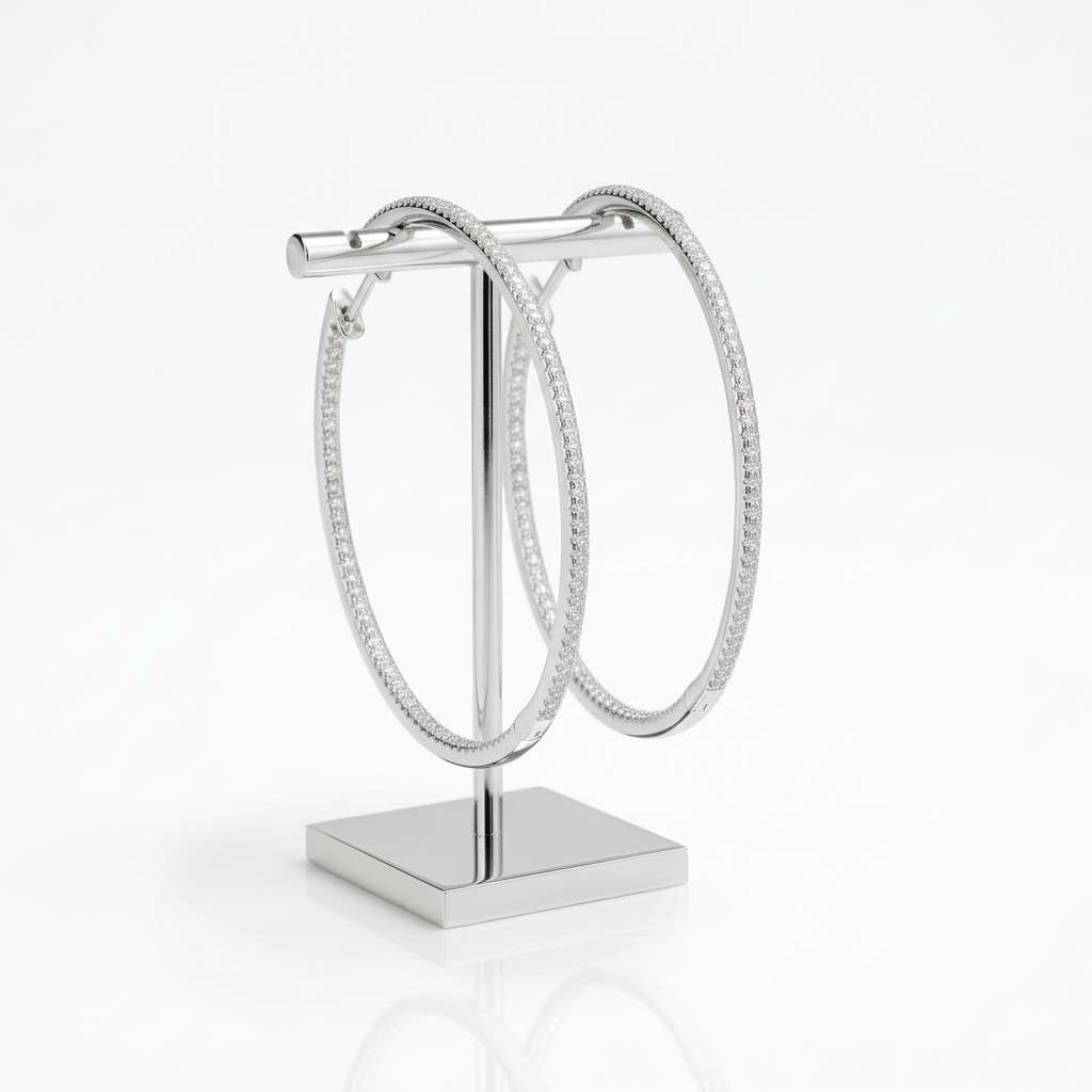 Round Cut D Color Diamond Option Hoop Earrings-Black Diamonds New York